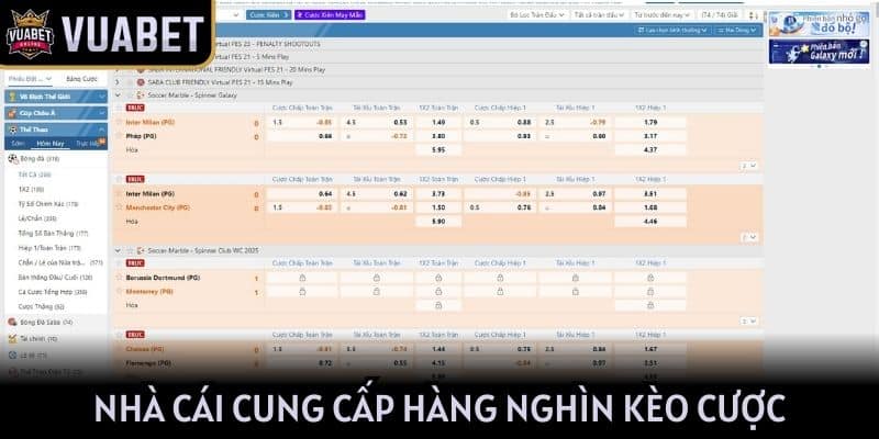 Nhà cái cung cấp hàng nghìn kèo cược cạnh tranh